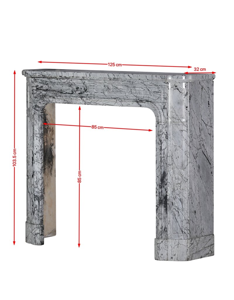 Maison Leon Van den Bogaert 19th-Century Parisian Marble Fireplace in Bleu Fleuri | Authentic French Mantel