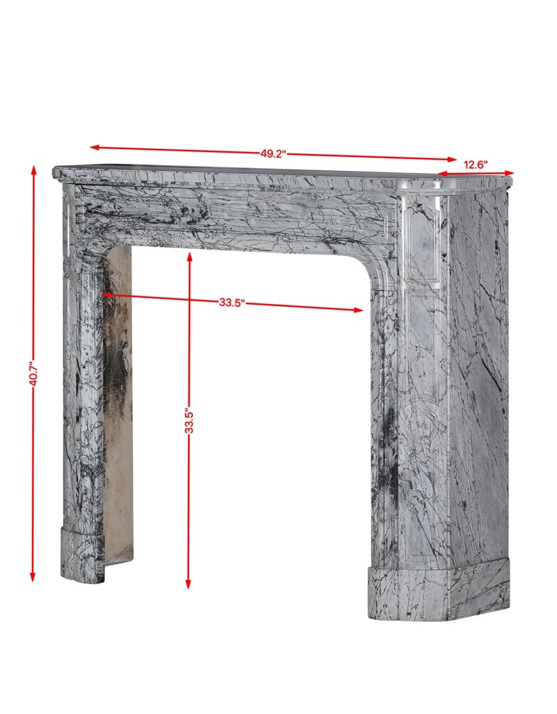 Maison Leon Van den Bogaert 19th-Century Parisian Marble Fireplace in Bleu Fleuri | Authentic French Mantel