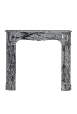 Maison Leon Van den Bogaert French Pompadour Fireplace Surround in Rare Italian Bleu Fleuri (Bardiglio Forito) Marble – Elegant Antique Mantel