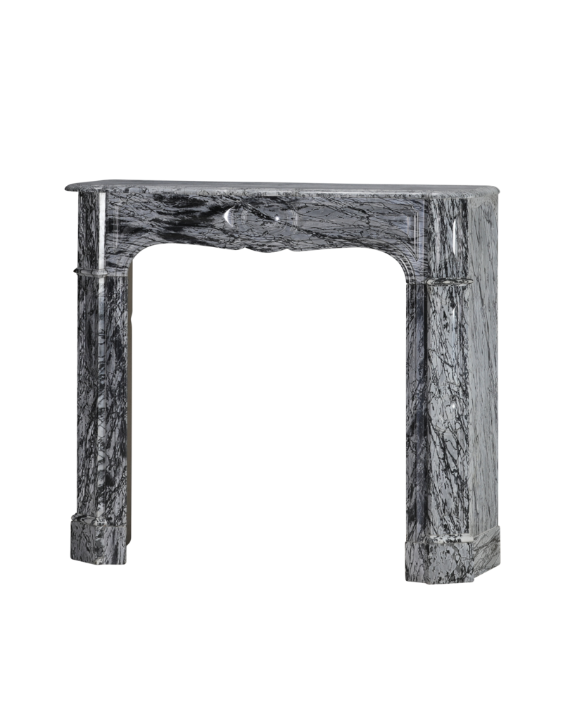 Maison Leon Van den Bogaert French Pompadour Fireplace Surround in Rare Italian Bleu Fleuri (Bardiglio Forito) Marble – Elegant Antique Mantel