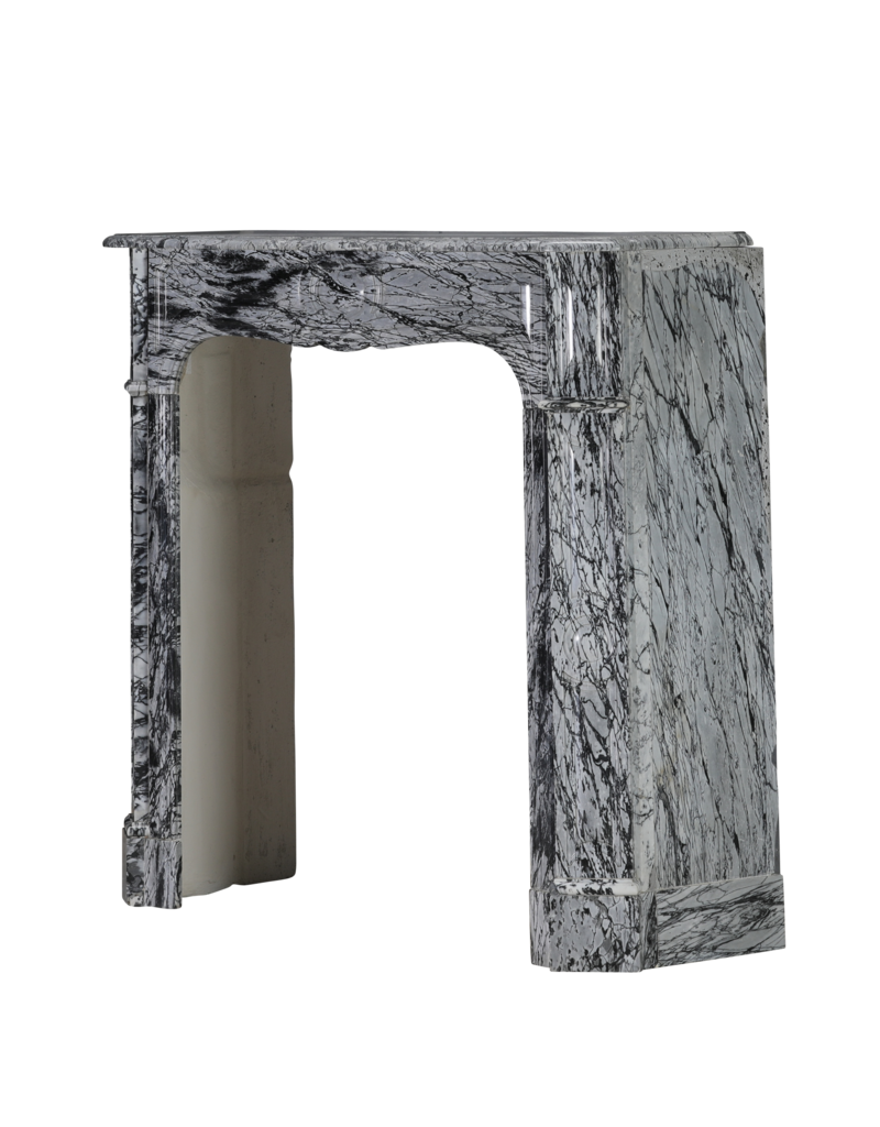 Maison Leon Van den Bogaert French Pompadour Fireplace Surround in Rare Italian Bleu Fleuri (Bardiglio Forito) Marble – Elegant Antique Mantel