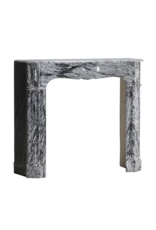 Maison Leon Van den Bogaert French Pompadour Fireplace Surround in Rare Italian Bleu Fleuri (Bardiglio Forito) Marble – Elegant Antique Mantel