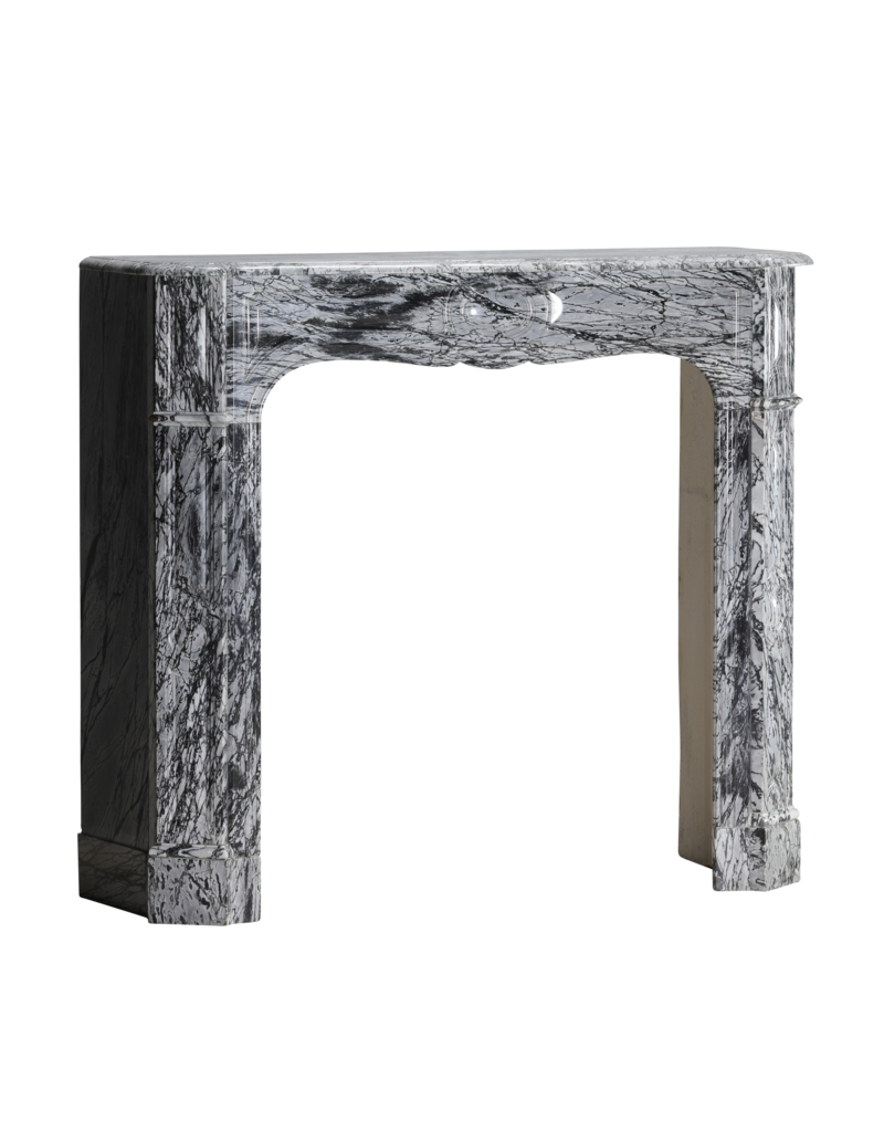 Maison Leon Van den Bogaert French Pompadour Fireplace Surround in Rare Italian Bleu Fleuri (Bardiglio Forito) Marble – Elegant Antique Mantel