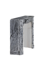 Maison Leon Van den Bogaert French Pompadour Fireplace Surround in Rare Italian Bleu Fleuri (Bardiglio Forito) Marble – Elegant Antique Mantel