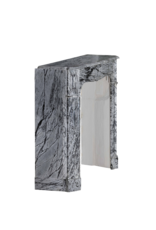 Maison Leon Van den Bogaert Pompadour Schouw in Italiaans Bleu Fleuri (Bardiglio Forito) Marmer – Elegant Antiek Voor Tijdloze Interieurs