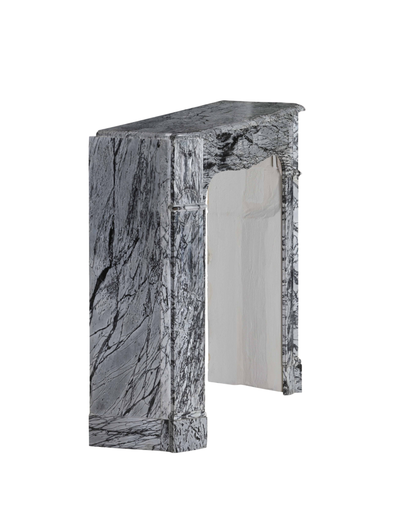 Maison Leon Van den Bogaert Pompadour Schouw in Italiaans Bleu Fleuri (Bardiglio Forito) Marmer – Elegant Antiek Voor Tijdloze Interieurs