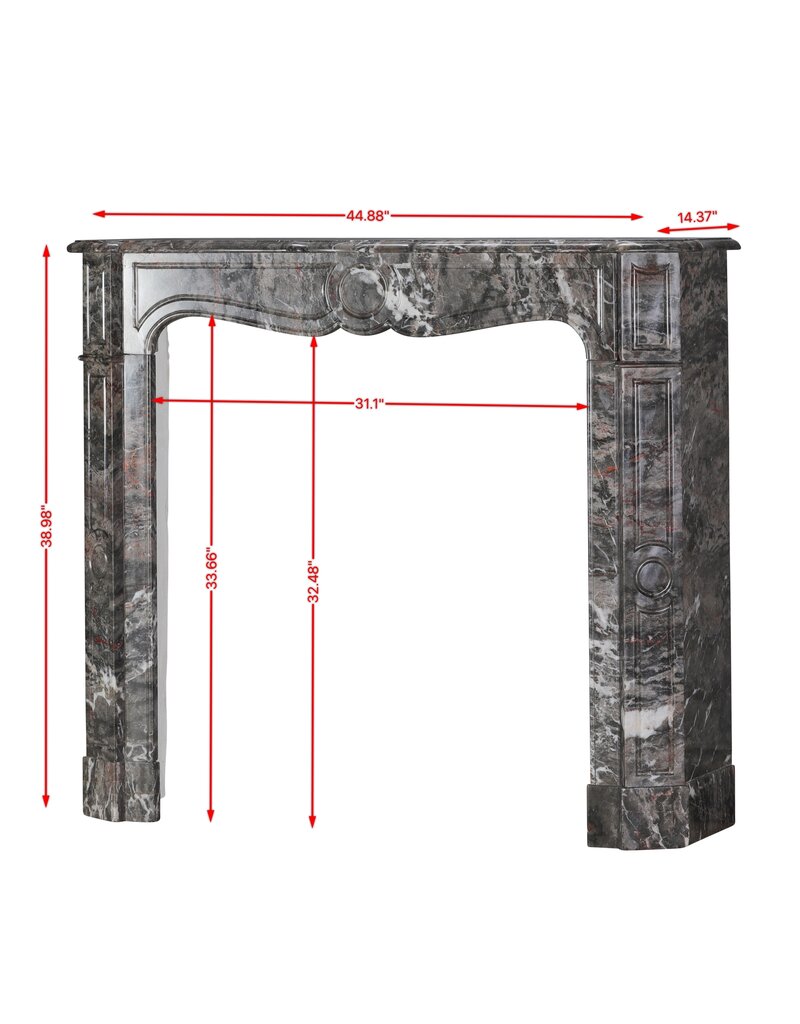 Maison Leon Van den Bogaert Parisian Pompadour Fireplace Surround in Rare French Bois Jourdan Marble