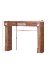 Maison Leon Van den Bogaert Original Period Architectural Chimney Surround - Rose Stone with Statuary Marble Inserts