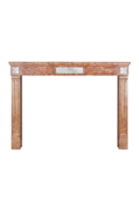 Originele Franse Schouw in Bourgondische Rose Steen & Wit Marmer