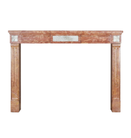 18th Century Louis XVI Fireplace in Burgundy Rose Stone & Statuary Marble