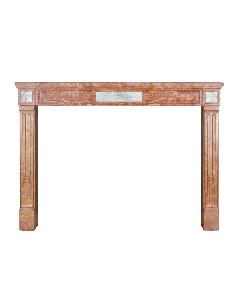Original Period Architectural Chimney Surround - Rose Stone with Statuary Marble Inserts