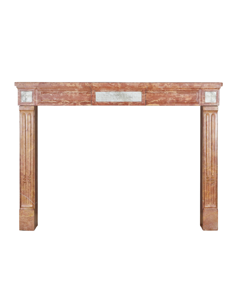Originele Franse Schouw in Bourgondische Rose Steen & Wit Marmer