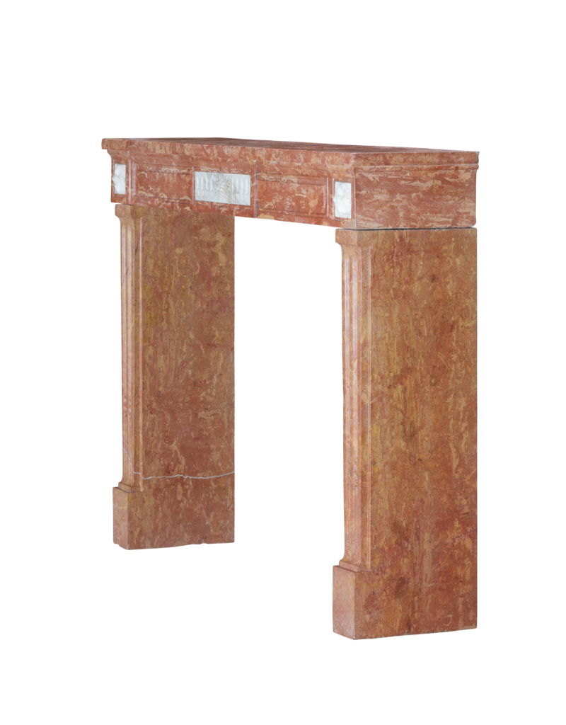 Maison Leon Van den Bogaert Originele Franse Schouw in Bourgondische Rose Steen & Wit Marmer