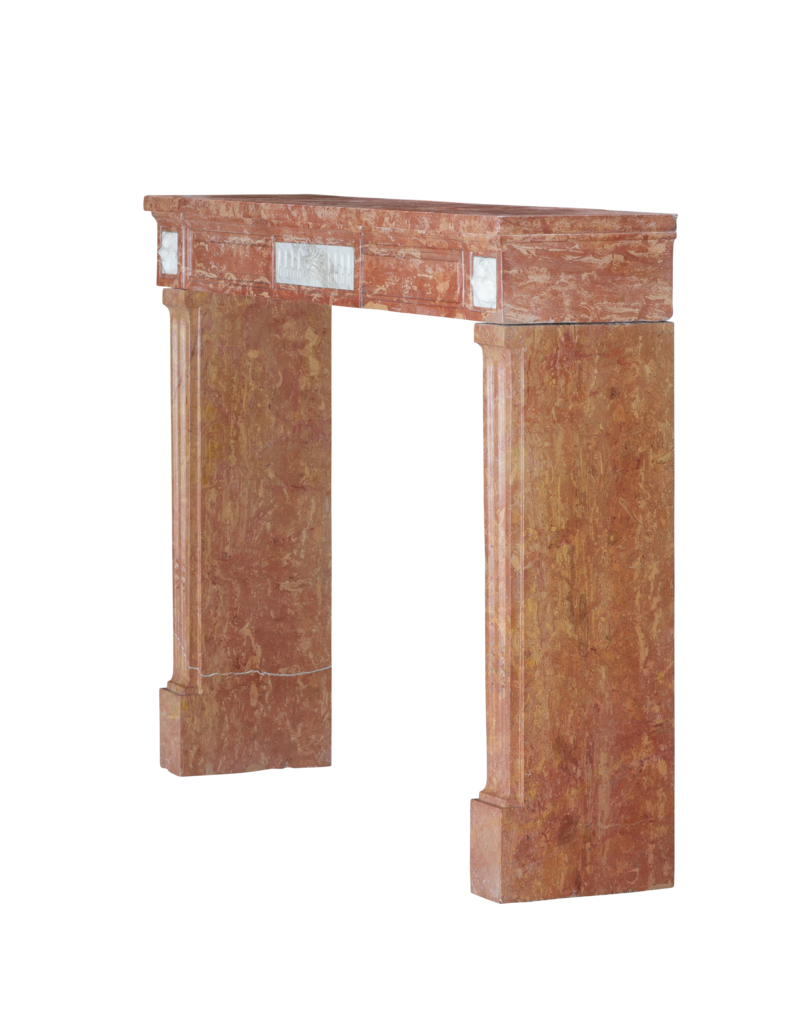 Original Period Architectural Chimney Surround - Rose Stone with Statuary Marble Inserts