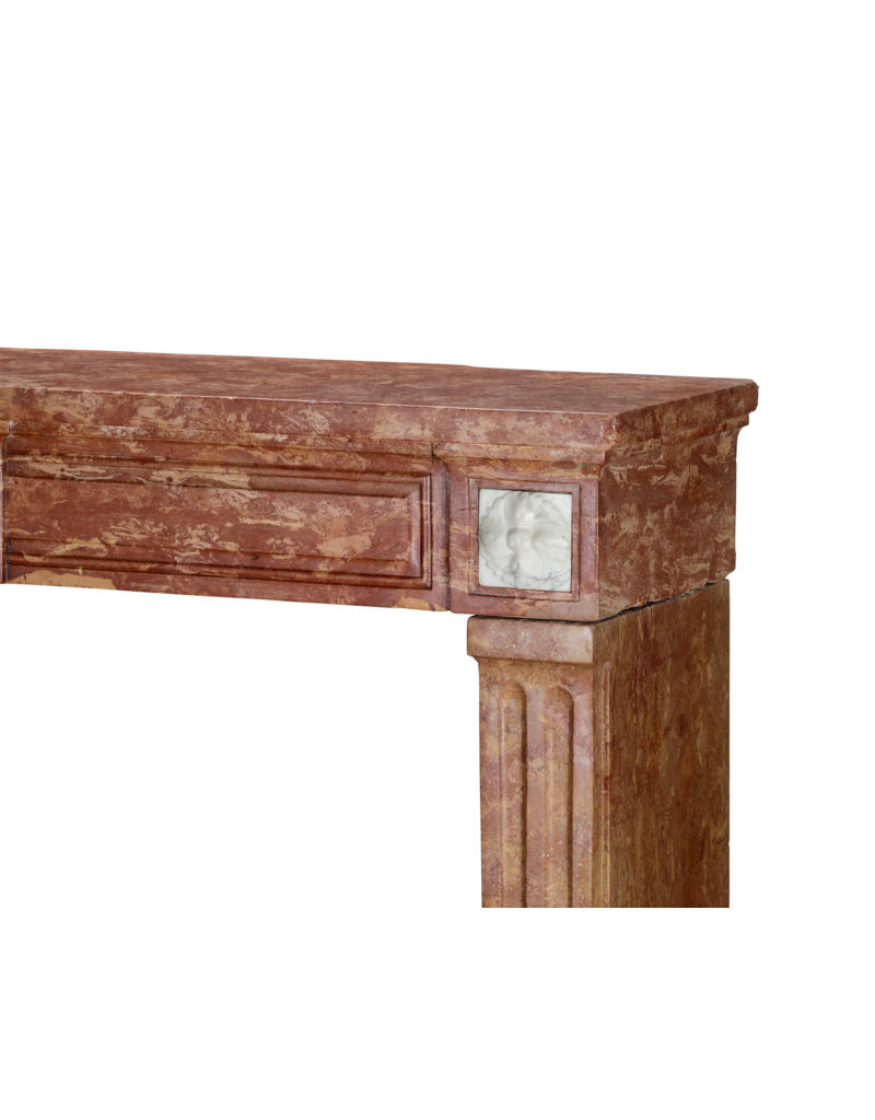 Original Period Architectural Chimney Surround - Rose Stone with Statuary Marble Inserts