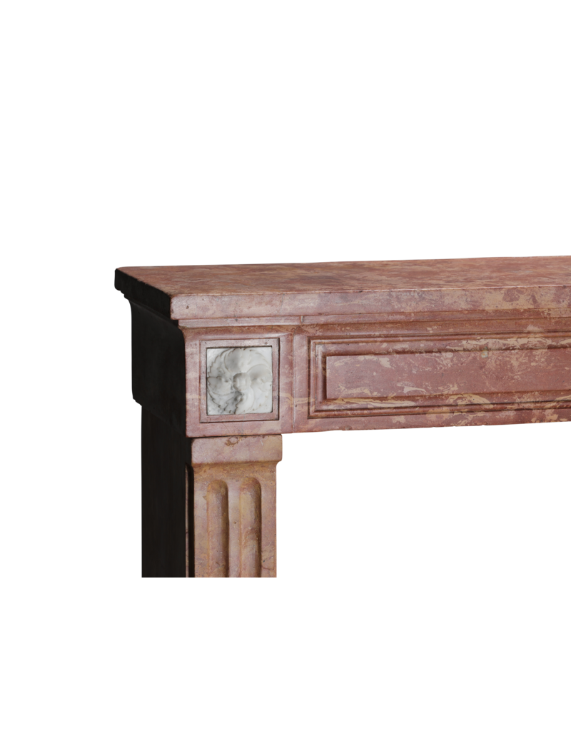 Original Period Architectural Chimney Surround - Rose Stone with Statuary Marble Inserts