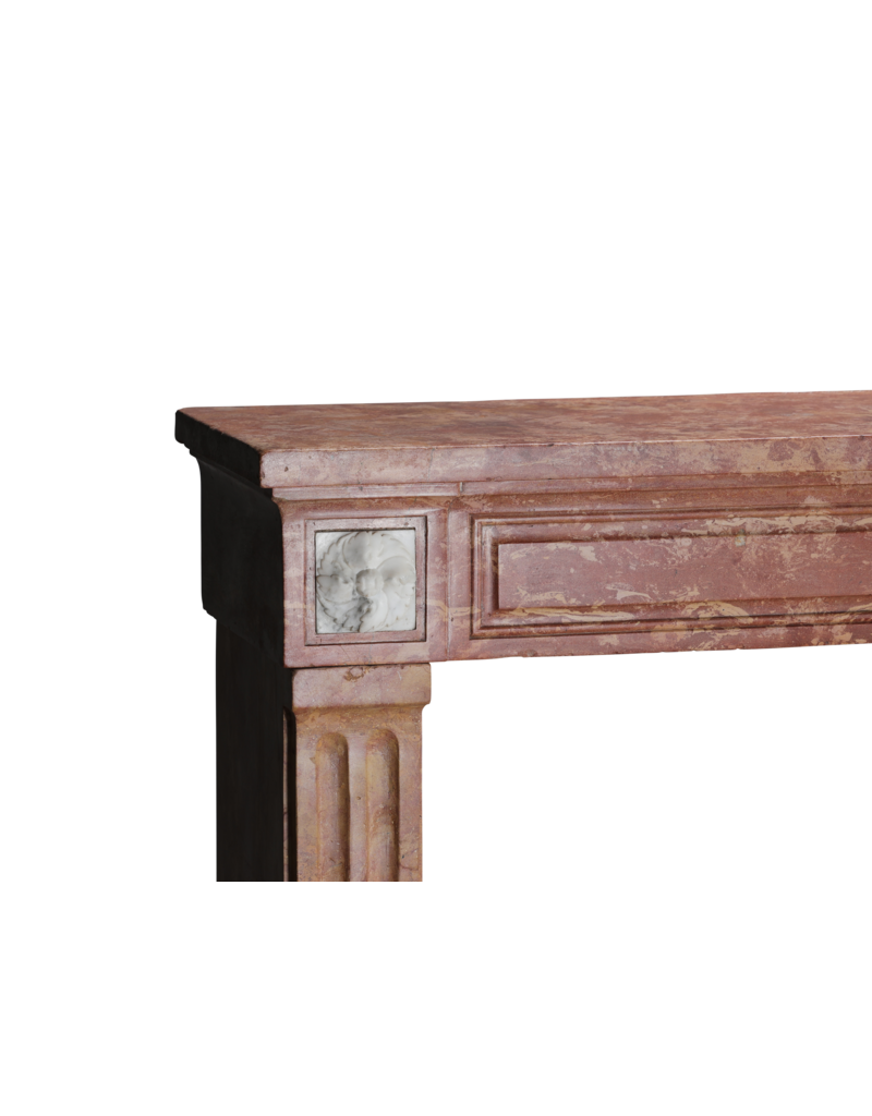 Originele Franse Schouw in Bourgondische Rose Steen & Wit Marmer