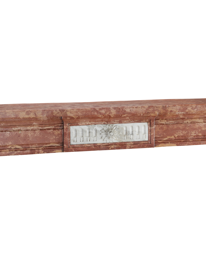 Maison Leon Van den Bogaert Original Period Architectural Chimney Surround - Rose Stone with Statuary Marble Inserts
