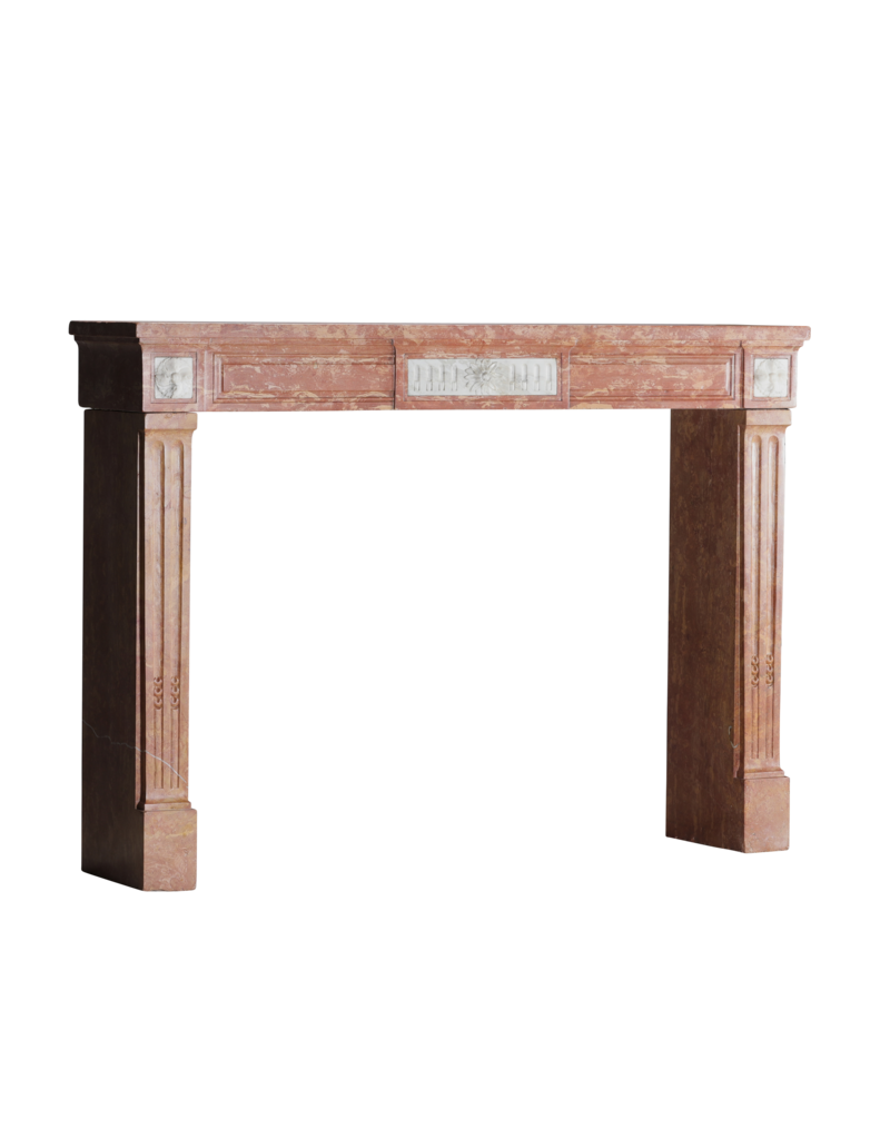 Original Period Architectural Chimney Surround - Rose Stone with Statuary Marble Inserts