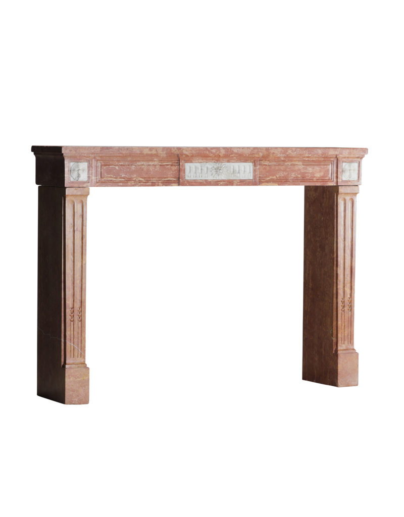 Originele Franse Schouw in Bourgondische Rose Steen & Wit Marmer