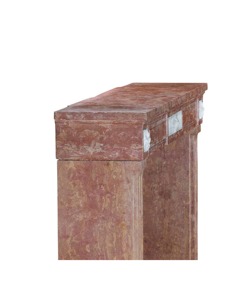 Maison Leon Van den Bogaert Originele Franse Schouw in Bourgondische Rose Steen & Wit Marmer