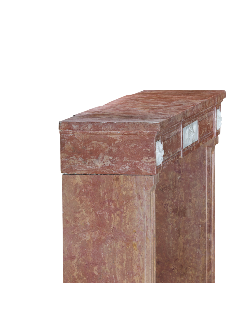 Original Period Architectural Chimney Surround - Rose Stone with Statuary Marble Inserts