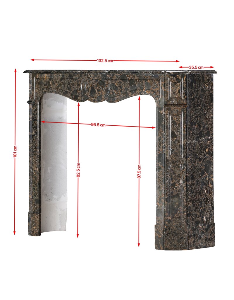 Maison Leon Van den Bogaert Pompadour-Kamin aus Portor des Pyrénées-Marmor | Antiker französischer Kamin | 19. Jahrhundert