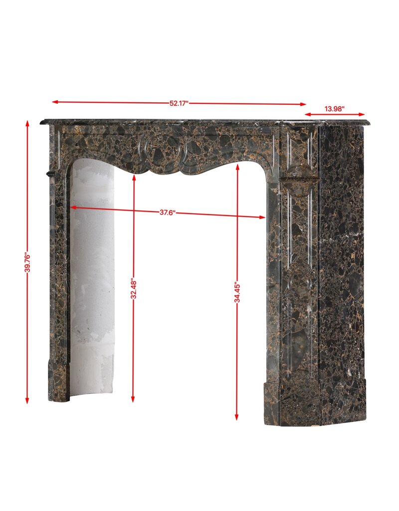 Maison Leon Van den Bogaert Parisian Pompadour Mantelpiece in Rare Portor des Pyrénées Marble