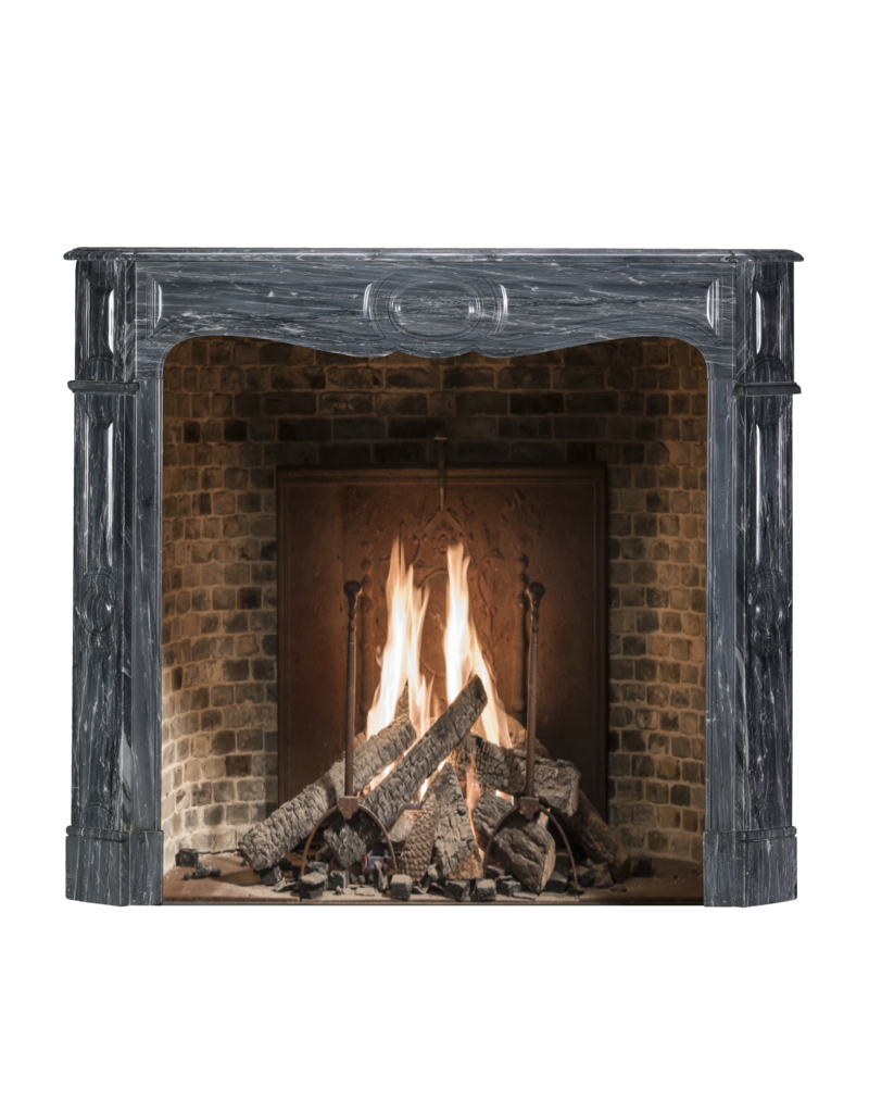 Maison Leon Van den Bogaert Chimenea Francesa Auténtica Pompadour En Mármol Azul Fleuri / Bardiglio Forito