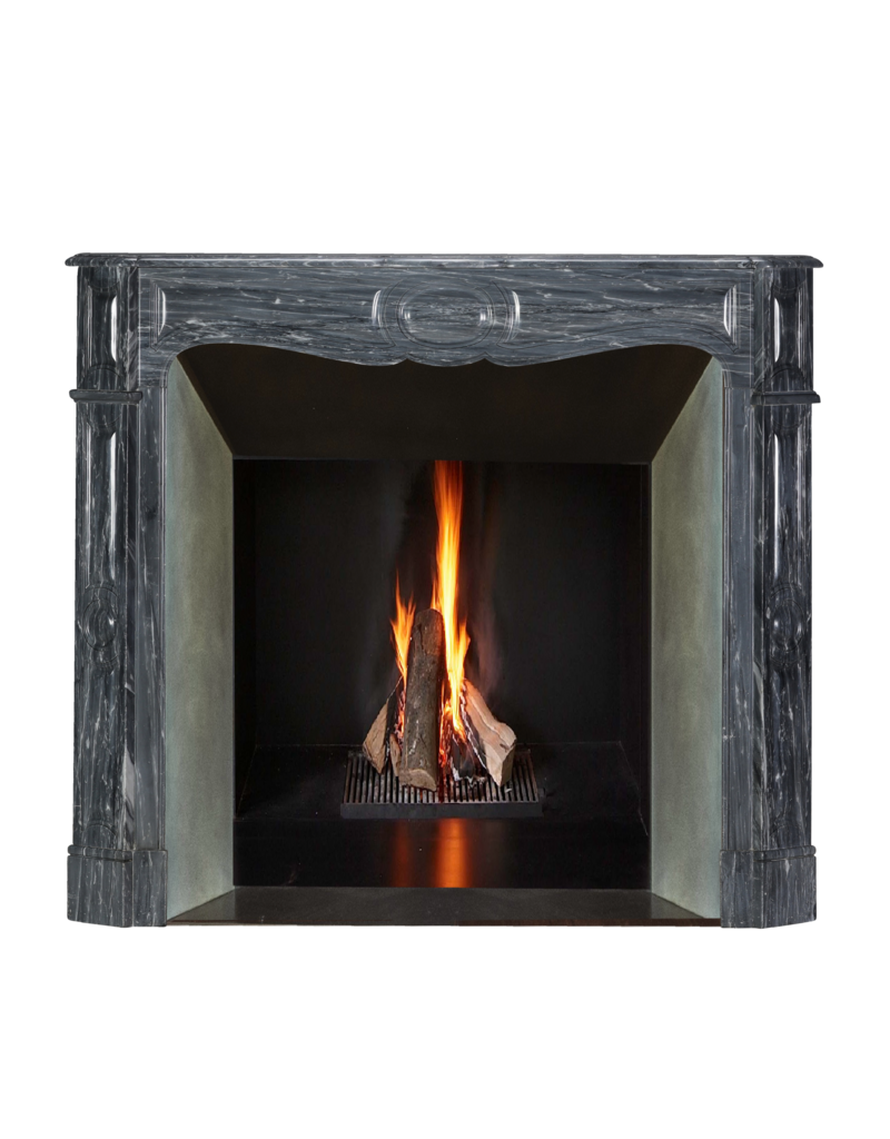 Maison Leon Van den Bogaert Chimenea Francesa Auténtica Pompadour En Mármol Azul Fleuri / Bardiglio Forito