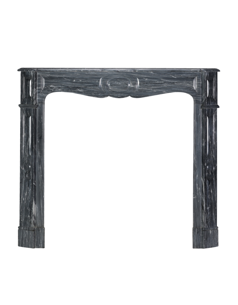Maison Leon Van den Bogaert Refined French Antique Surround in Bleu Fleuri - Bardiglio Forito Marble