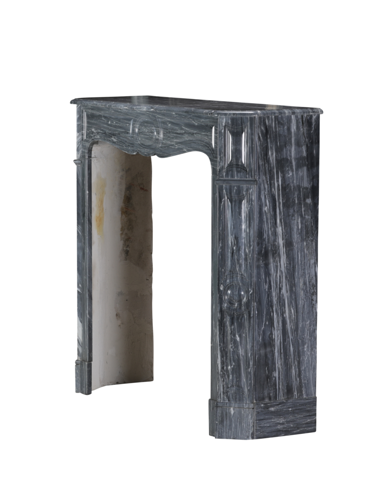 Maison Leon Van den Bogaert Refined French Antique Surround in Bleu Fleuri - Bardiglio Forito Marble