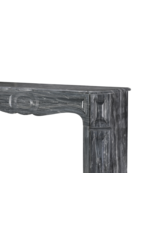 Maison Leon Van den Bogaert Refined French Antique Surround in Bleu Fleuri - Bardiglio Forito Marble