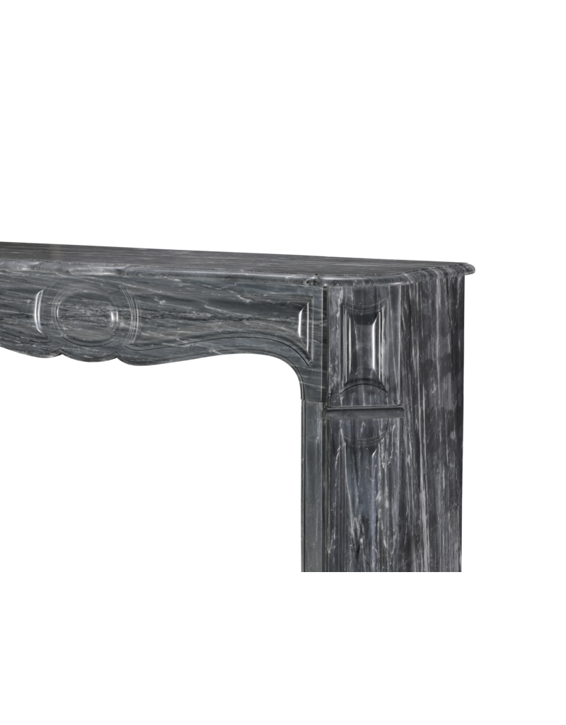 Maison Leon Van den Bogaert Refined French Antique Surround in Bleu Fleuri - Bardiglio Forito Marble