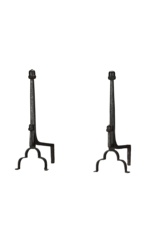 Maison Leon Van den Bogaert Exceptional 15th-Century Pair of Wrought Iron Andirons with Acorn Finials  Long Title