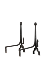 Maison Leon Van den Bogaert Exceptional 15th-Century Pair of Wrought Iron Andirons with Acorn Finials  Long Title