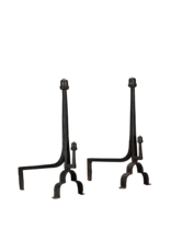 Maison Leon Van den Bogaert Exceptional 15th-Century Pair of Wrought Iron Andirons with Acorn Finials  Long Title