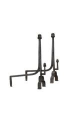 Maison Leon Van den Bogaert Exceptional 15th-Century Pair of Wrought Iron Andirons with Acorn Finials  Long Title