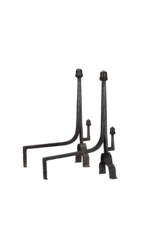 Maison Leon Van den Bogaert Exceptional 15th-Century Pair of Wrought Iron Andirons with Acorn Finials  Long Title