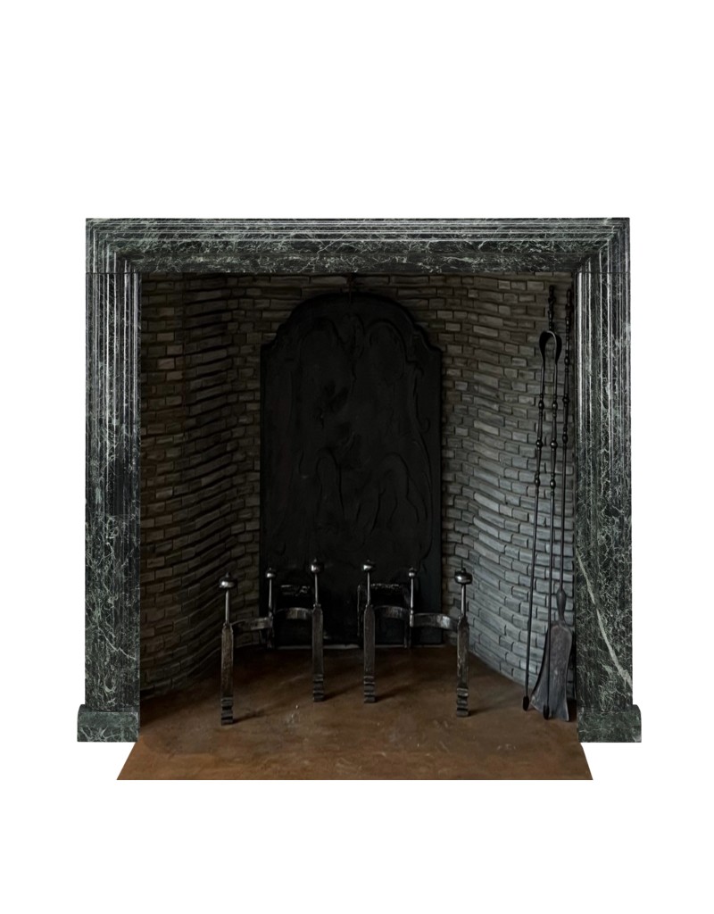 Maison Leon Van den Bogaert Green Antique Marble Bolection Fireplace | 19th Century Architectural Element