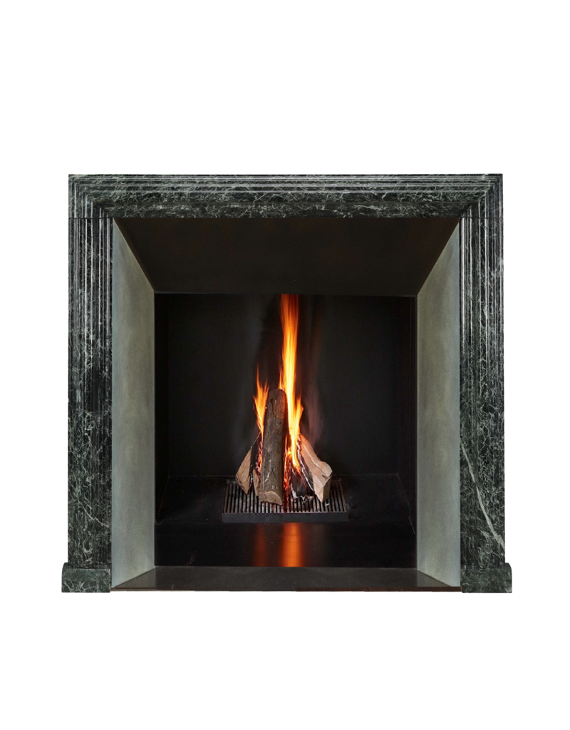 Maison Leon Van den Bogaert Green Antique Marble Bolection Fireplace | 19th Century Architectural Element