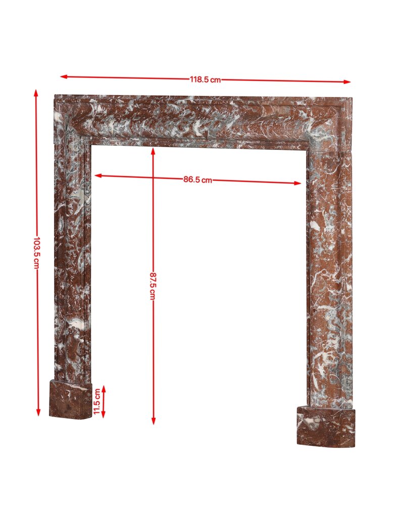 Maison Leon Van den Bogaert Authentic 19th Century Bolection Fireplace Frame in Royal Belgian Brown Marble – Polished Antique Architectural Surround