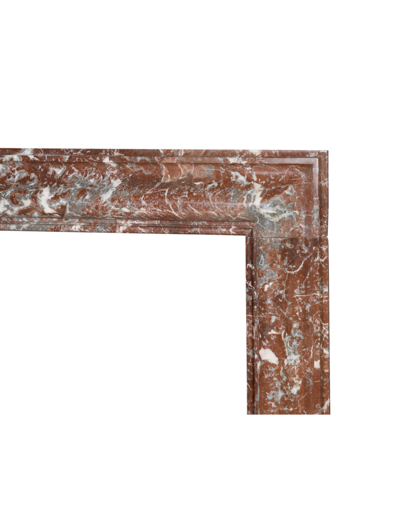 Authentieke 19e-eeuwse Bolection Schouw in Royal Belgian Brown Marble – Gepolijste Antieke Schouwomlijsting