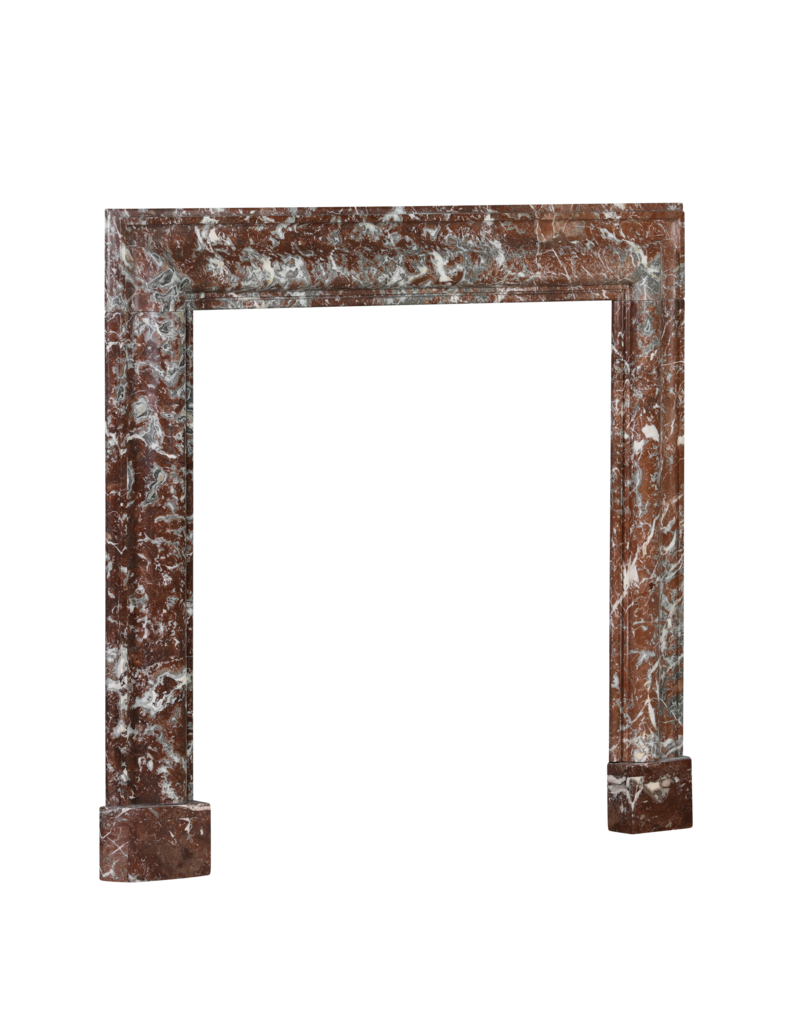 Maison Leon Van den Bogaert Authentieke 19e-eeuwse Bolection Schouw in Royal Belgian Brown Marble – Gepolijste Antieke Schouwomlijsting