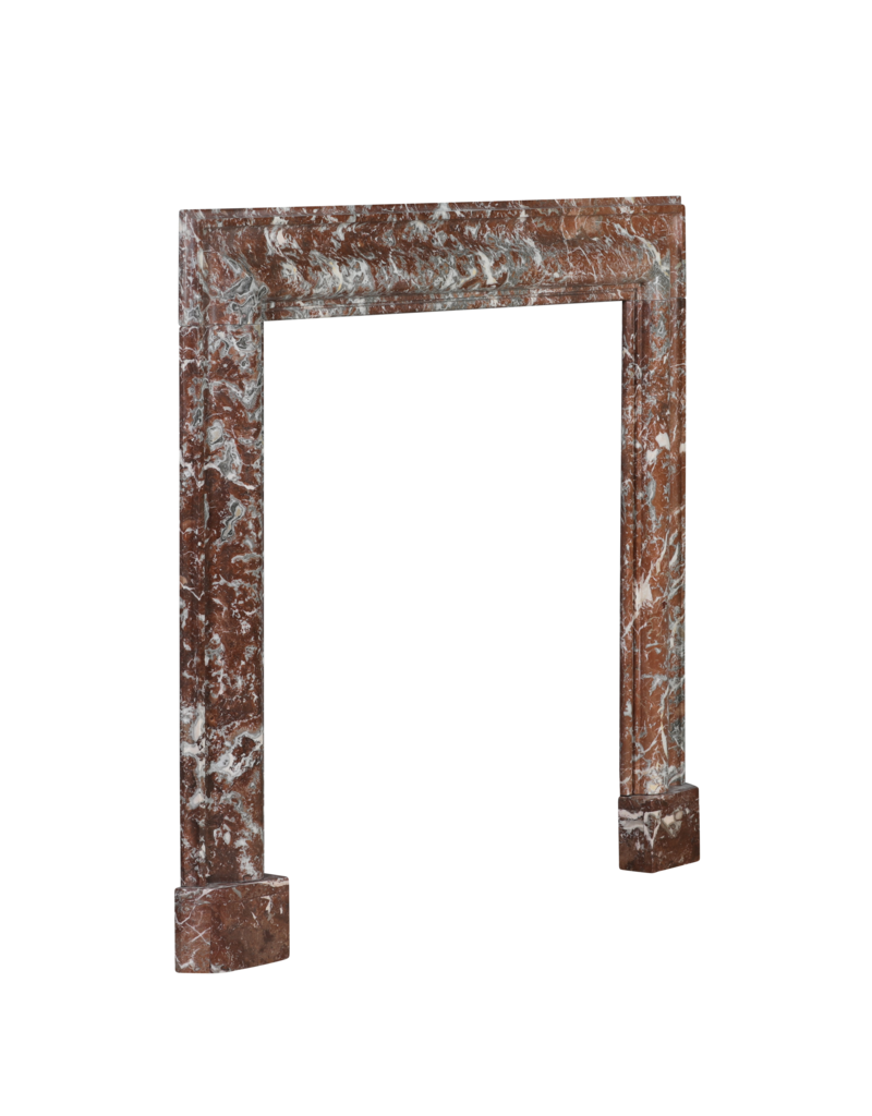 Maison Leon Van den Bogaert Authentieke 19e-eeuwse Bolection Schouw in Royal Belgian Brown Marble – Gepolijste Antieke Schouwomlijsting