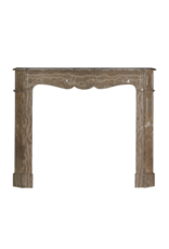 Maison Leon Van den Bogaert Authentic Parisian Pompadour Fireplace Surround in Veined Caramel Marble – Elegant Antique Chimney Piece