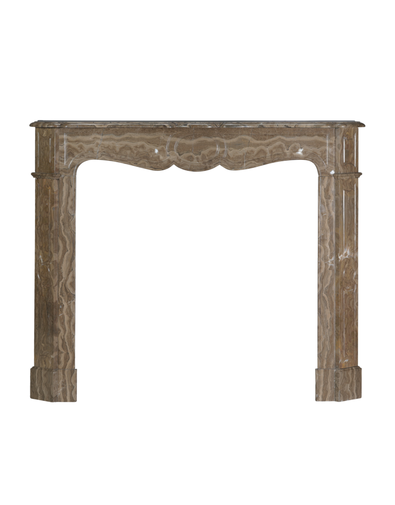 Maison Leon Van den Bogaert Authentic Parisian Pompadour Fireplace Surround in Veined Caramel Marble – Elegant Antique Chimney Piece