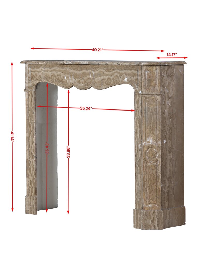 Maison Leon Van den Bogaert Authentic Parisian Pompadour Fireplace Surround in Veined Caramel Marble – Elegant Antique Chimney Piece