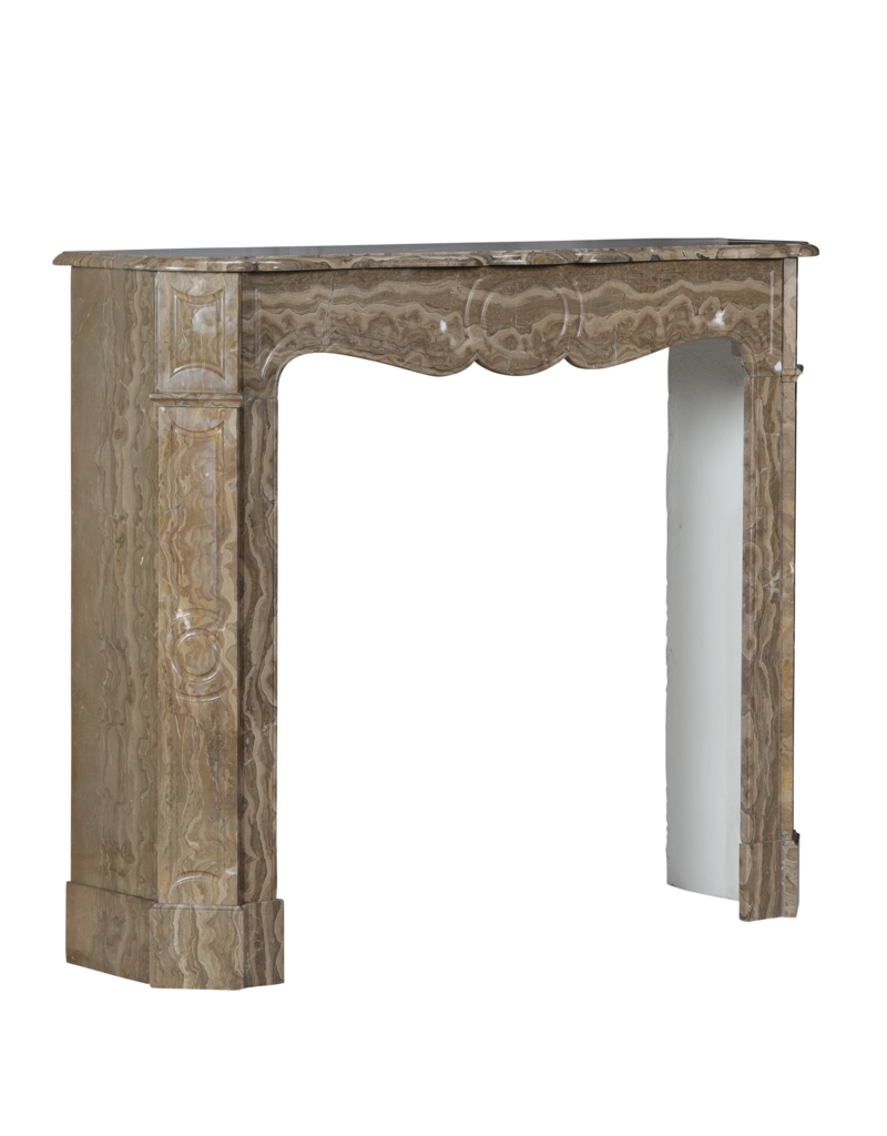 Maison Leon Van den Bogaert Authentic Parisian Pompadour Fireplace Surround in Veined Caramel Marble – Elegant Antique Chimney Piece