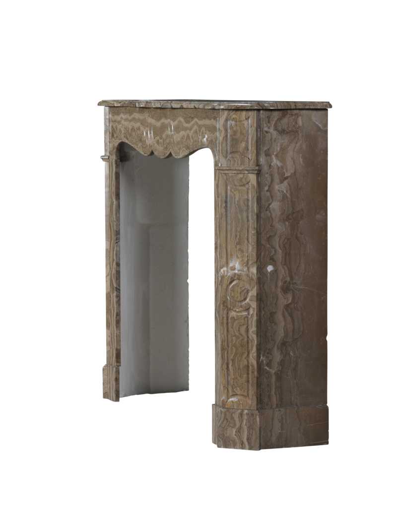Maison Leon Van den Bogaert Authentic Parisian Pompadour Fireplace Surround in Veined Caramel Marble – Elegant Antique Chimney Piece